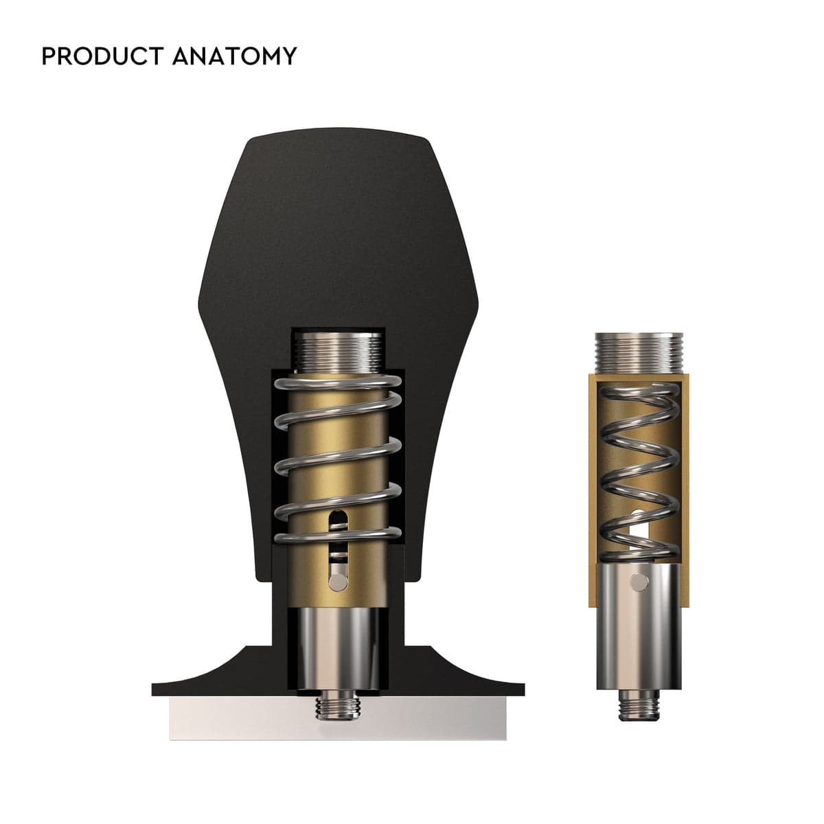 Normcore V4 spring loaded tamper in zwart en zilver