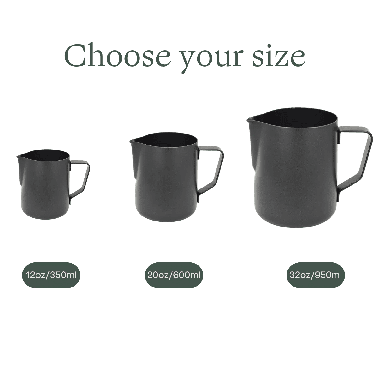 Rhinowares Stealth Milk Pitcher 600ml in mat zwart