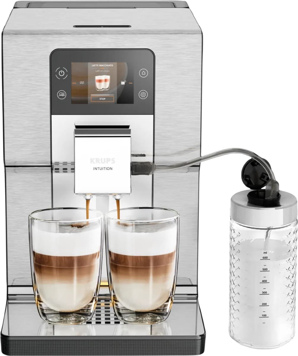 Krups Intuition Experience+ EA877D volautomaat met roestvrij stalen behuizing en touchscreen