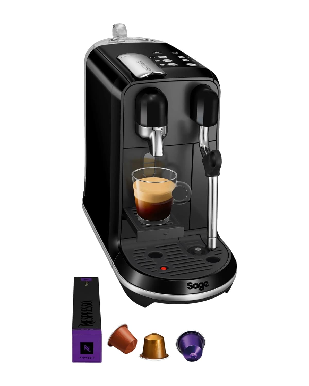 Sage Creatista Uno SNE500BKS Nespresso machine in Black Sesame met stoompijp