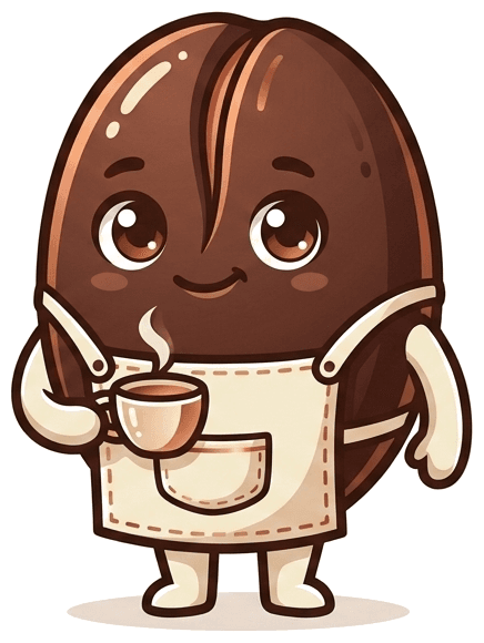 Koffienoob mascot - een vriendelijke koffieboon