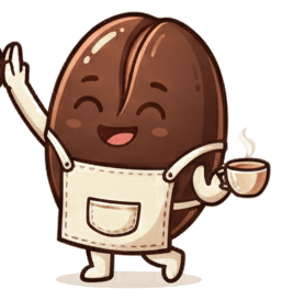 Zwaaiende Koffienoob mascot